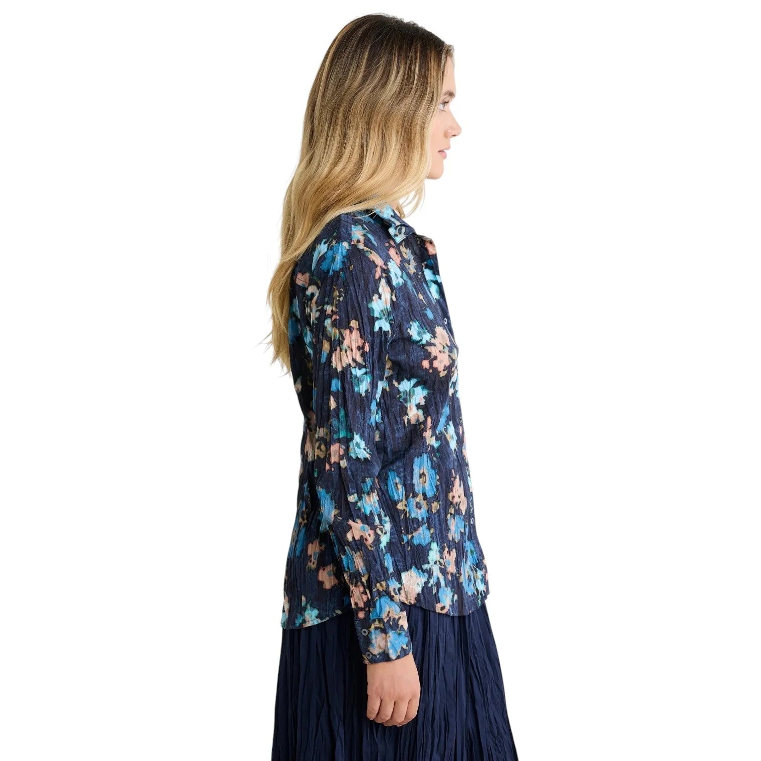NZ by Nic & Zoe Glowy Floral Core Cotton Shirt (BNZM263614)(Indigo Multi)