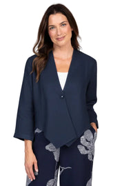 Olivia Solid Must Have Jacket Flax Linen (260439) (Navy)