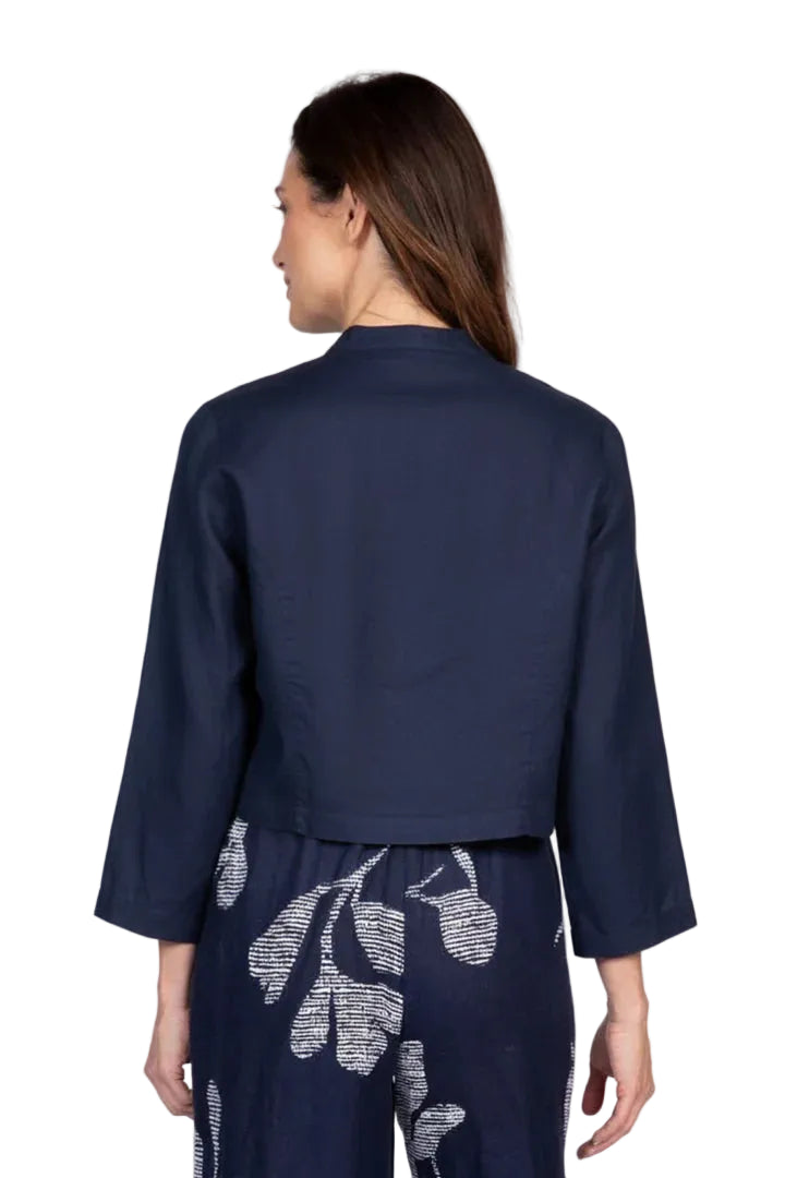 Olivia Solid Must Have Jacket Flax Linen (260439) (Navy)