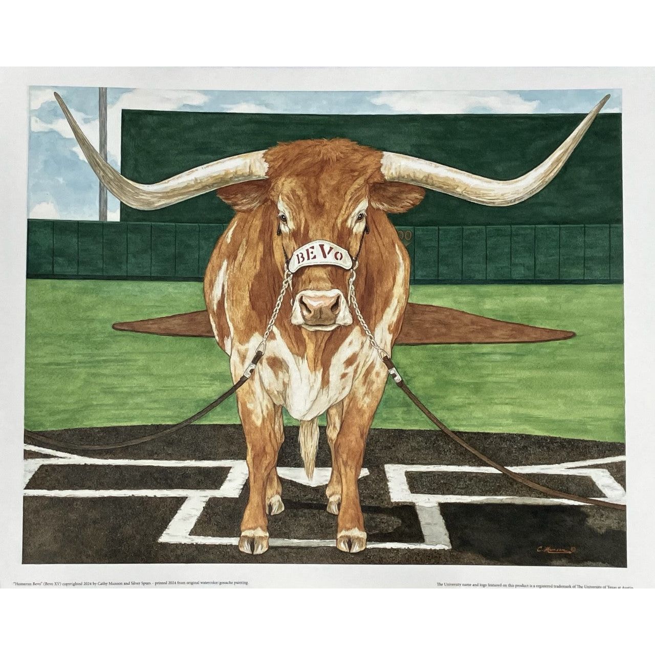 Texas Longhorn "Homerun Bevo" Limited Edition Signed & Numbered Print by Cathy Munson
