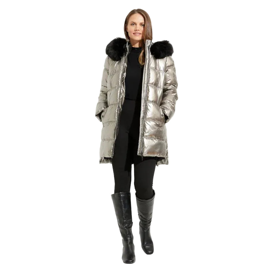 Joseph Ribkoff Faux Fur Puffer Jacket (233923-170)  Size Xl