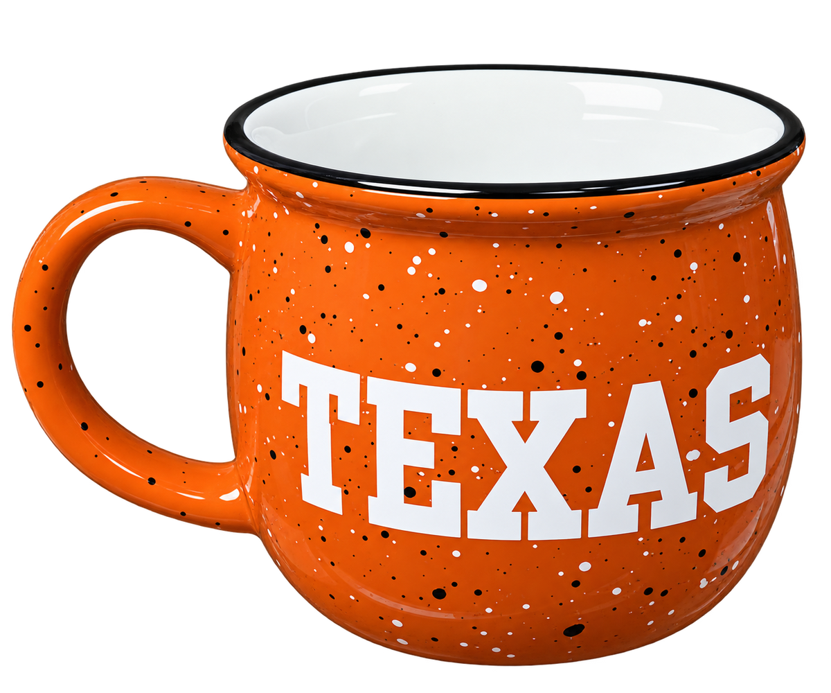Texas Longhorn 17 oz Speckled Camp Fire Mug  (6658 )(Burnt Orange White )