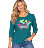 Sabaku Desert Dress Up 3/4 Sleeve Top (433DTE3/4s) (Deep Teal)