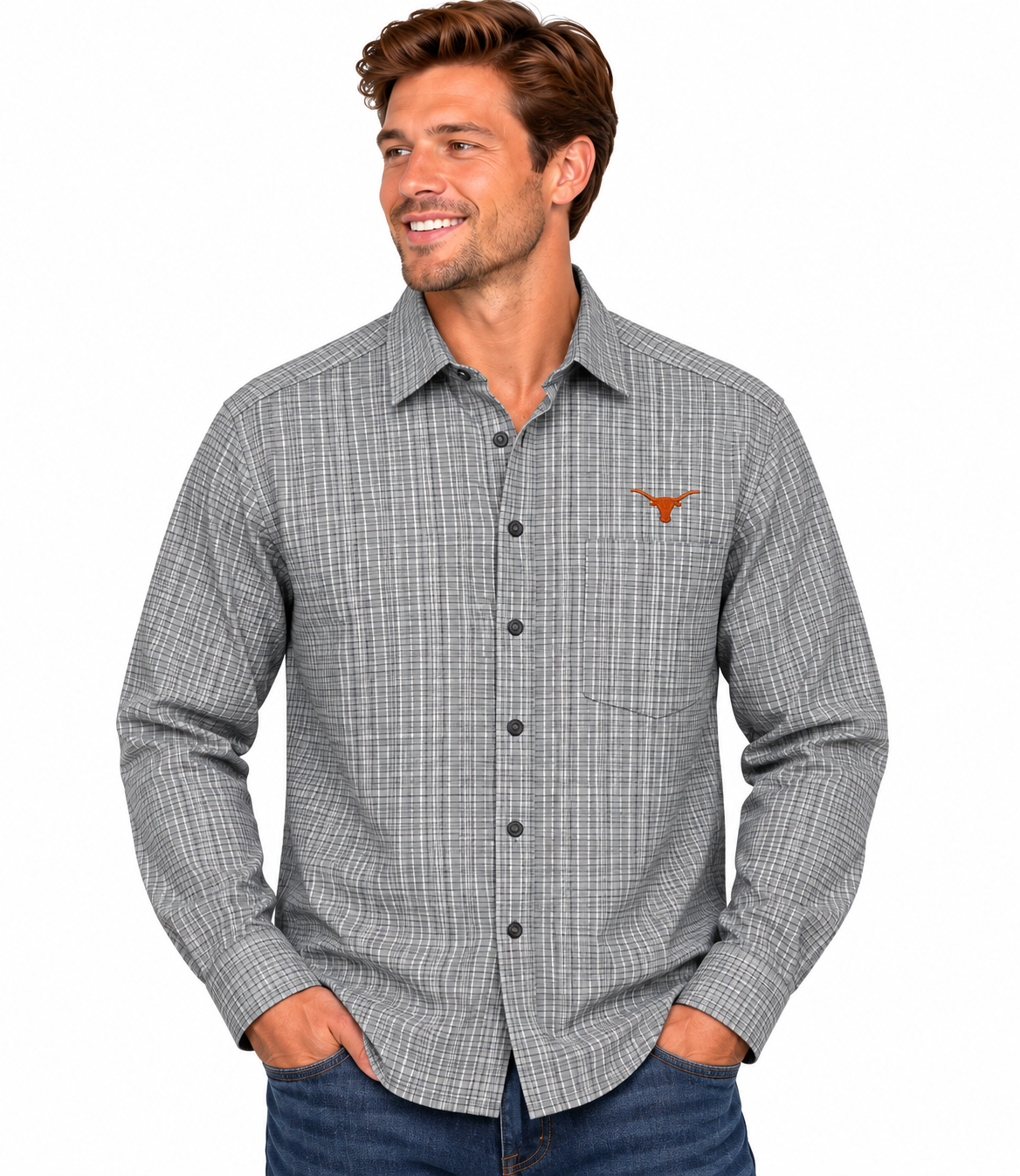 Texas Longhorn Tommy Bahama Coast Tidal Check Long Sleeve Shirt (2 Colors)(St327229BR)