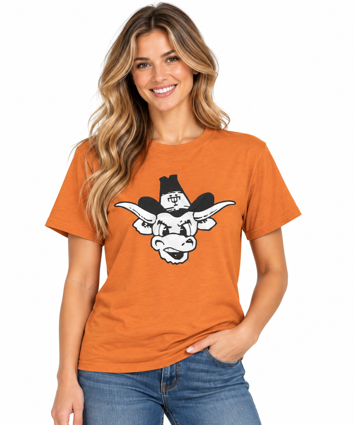 Texas Longhorn Ladies  Vault Vintage Bevo Crew Tee (Burnt orange)(C6039475-135)