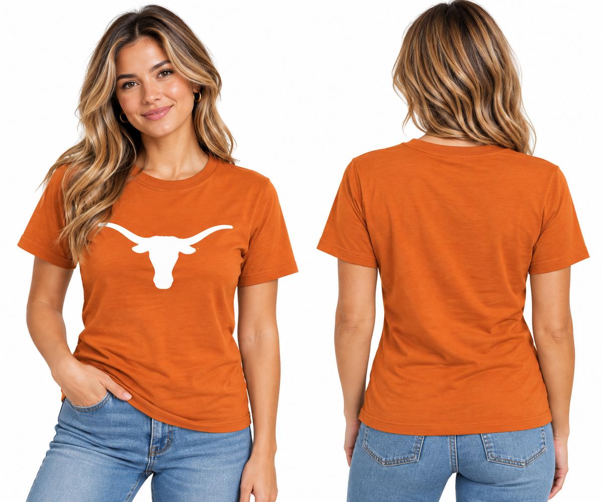 Texas Longhorn Ladies Single Logo Crew Tee (C6039475-668)(Best Seller )