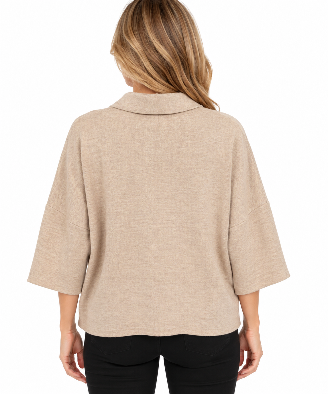 APNY Pocket Polo Dolman Sleeve Sweater (SW207) (Heather Sand )