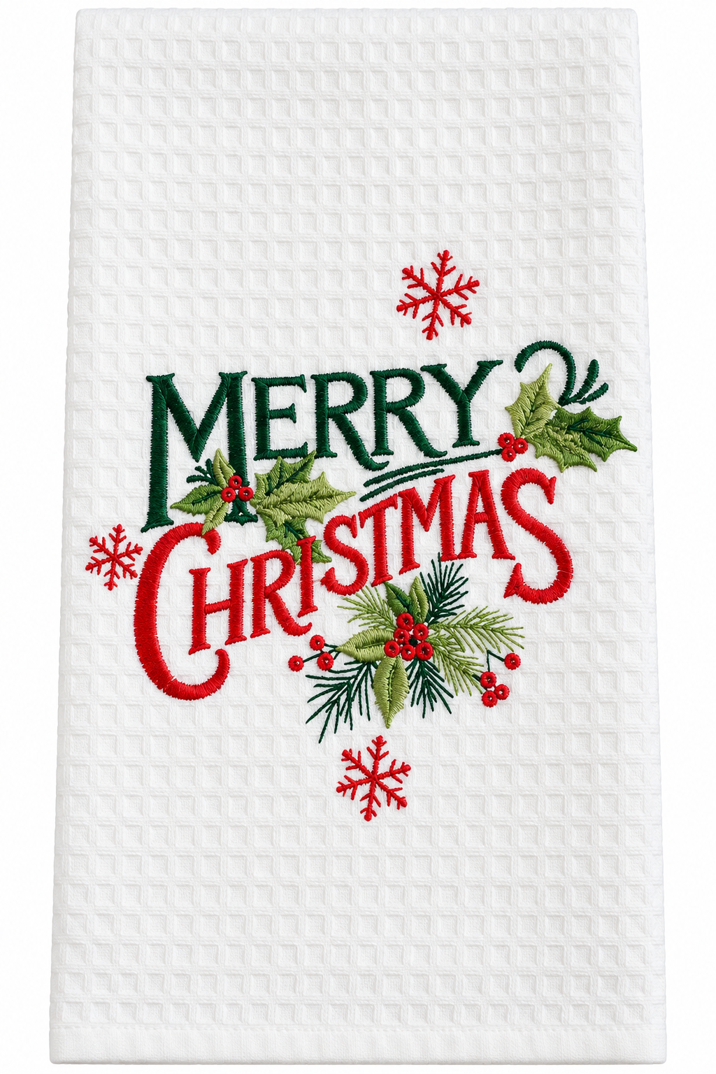 Kay Dee Embroidered Merry Christmas Waffle Towel (H8006)