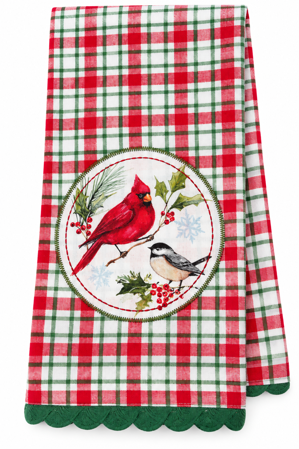 Kay Dee Winterberry Cardinal Patch Tea Towel  (H8357)