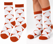 Texas Longhorn Allover Longhorn Logos Mid Calf Adult Socks ( XMDG1-Adult )( 3 Sizes)