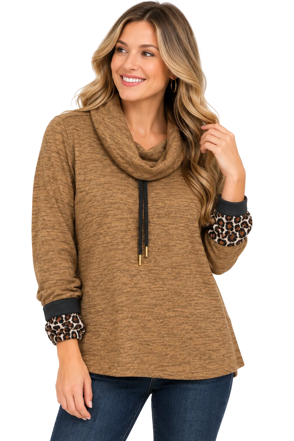 Multiples Knit Shirred Cuff Long Sleeve Top (M46201TM)