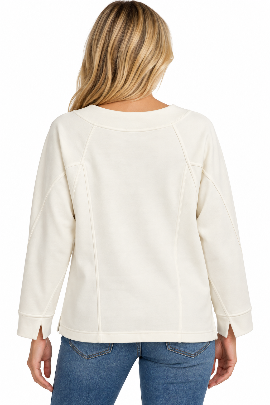 Olivia by Habitat Feather Lux Knit Solid Stitch Pullover (330101) (Ivory)