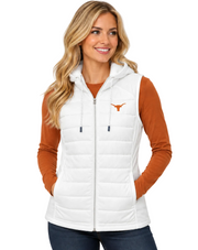 Texas Longhorn Flag & Anthem Ladies Worthington Puffer Vest (101-OW1000W)(White)