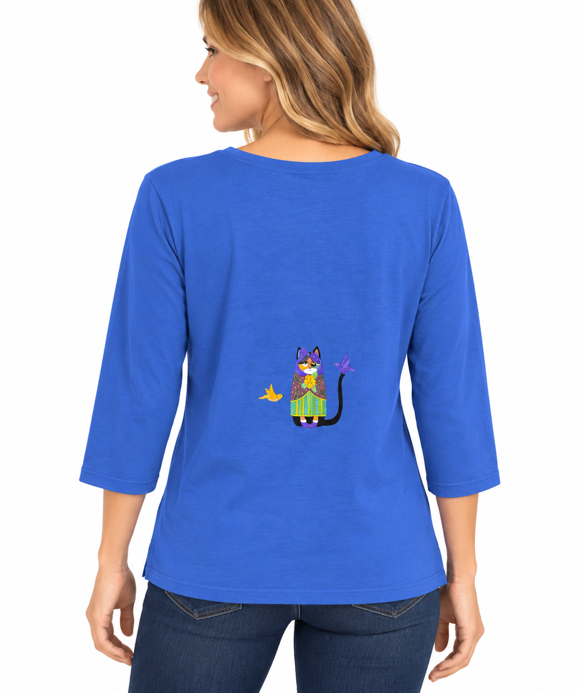Sabaku Catryoshka Cat Russian Dolls 3/4 Sleeve Tee (432ind3/4s) (Indigo)(New Color)