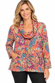 Habitat Destination Unknown Floral Drape Collar Top (34852) (Burnt Sienna)