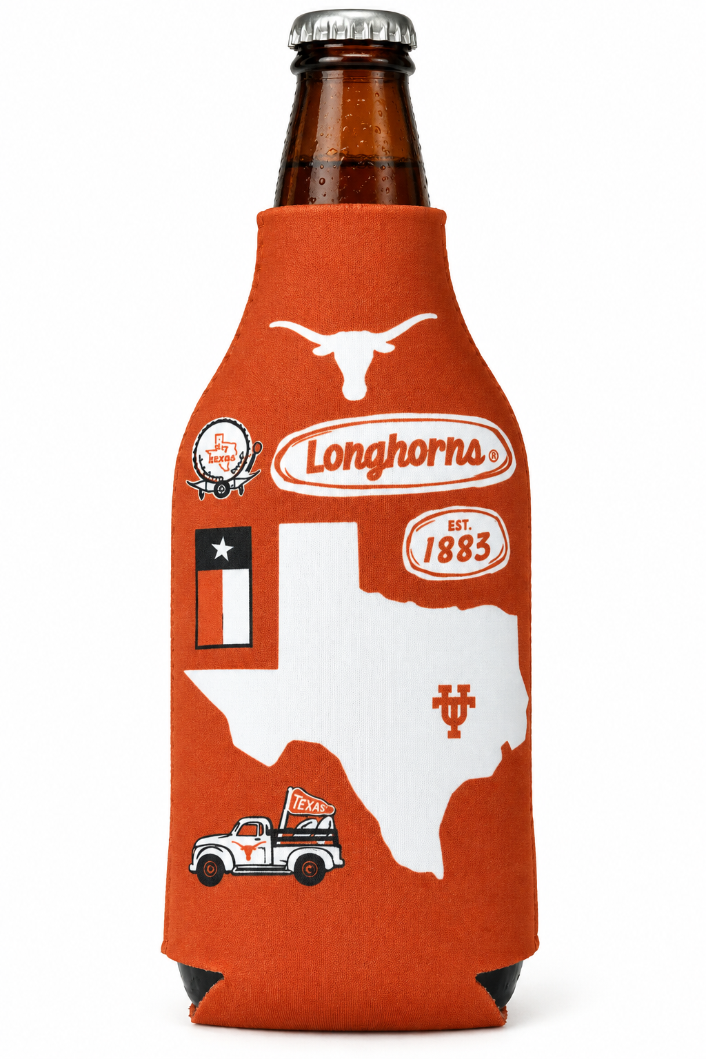 Texas Longhorn Icons of Texas Logos Zip Bottle Cooler (10154CP-state )
