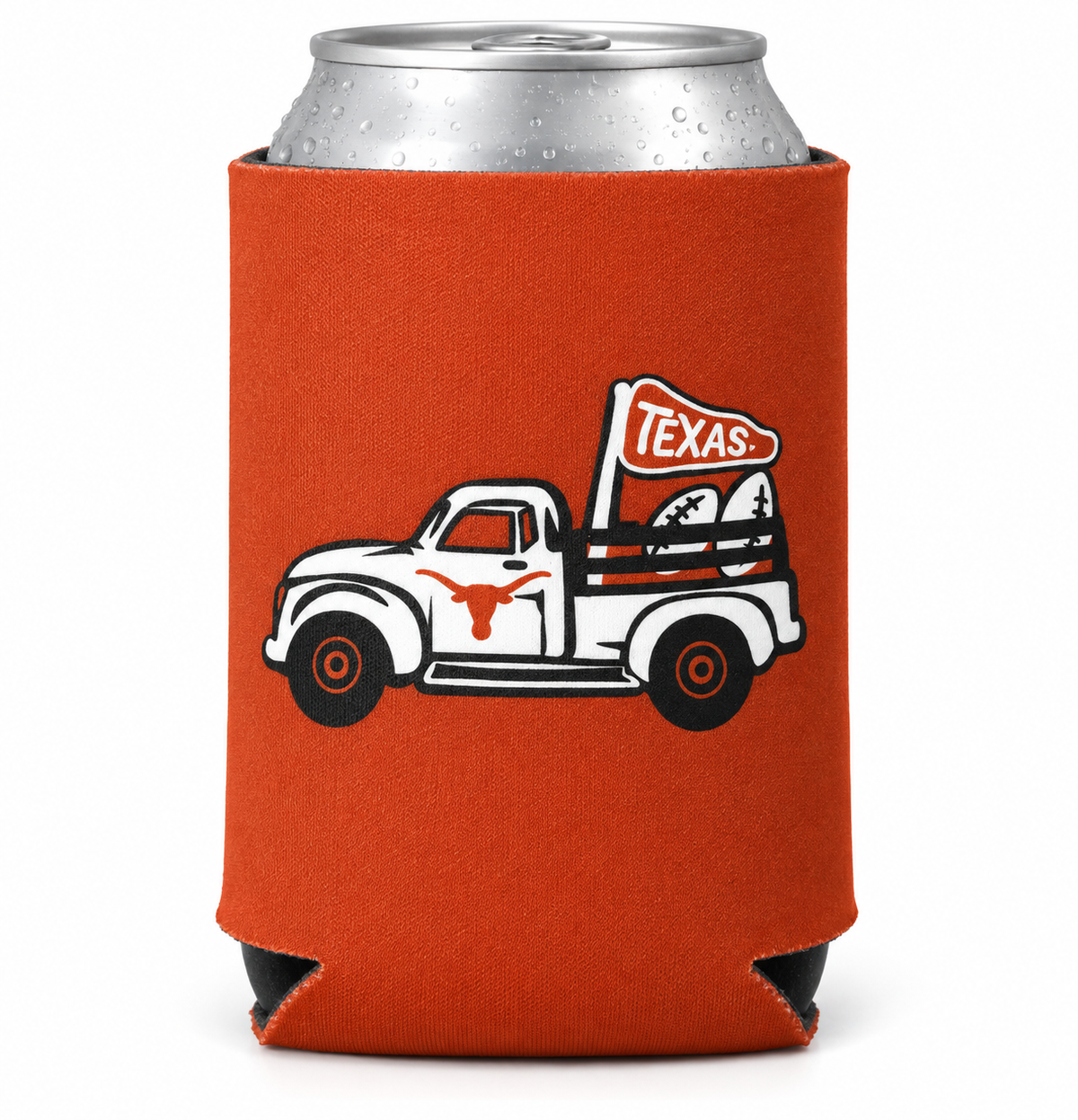 Texas Longhorn Over Logos Can Koozie (1000B4cp-Truck)