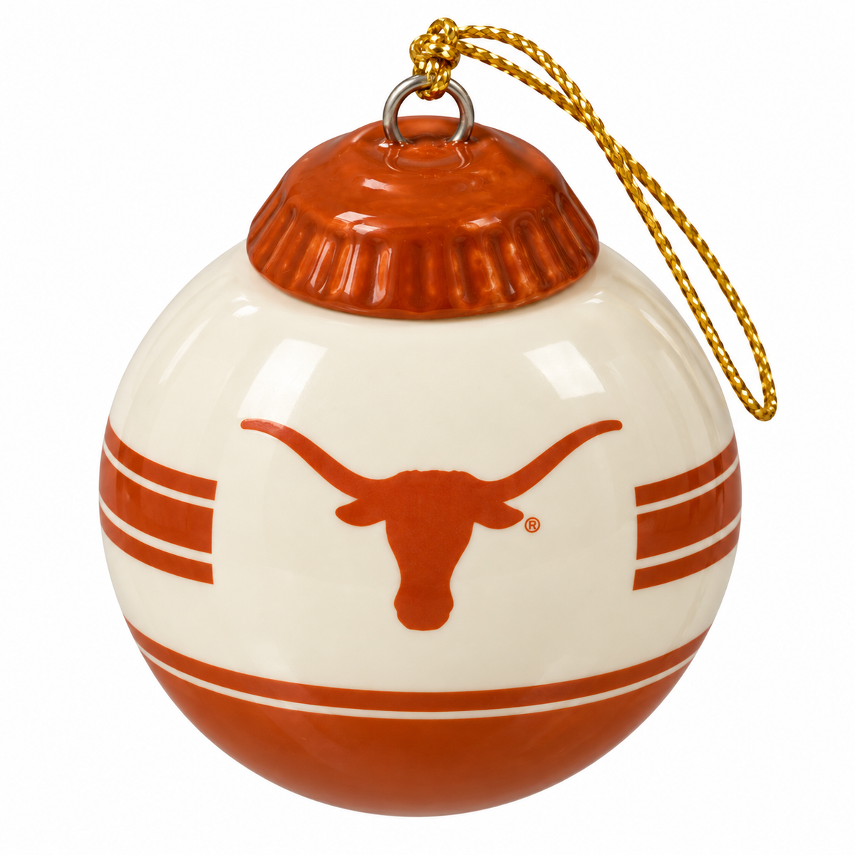 Texas Longhorn Ceramic Jingle Bell Ornament with Longhorn Logo (X944Tex)