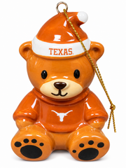 Texas Longhorn Ceramic 3" Teddy Bear Ornament with Longhorn Logo (TR26-TEX)