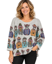 Shana Wool Blend Whimsical Scoop Neck Sweater (26771) (Dog)