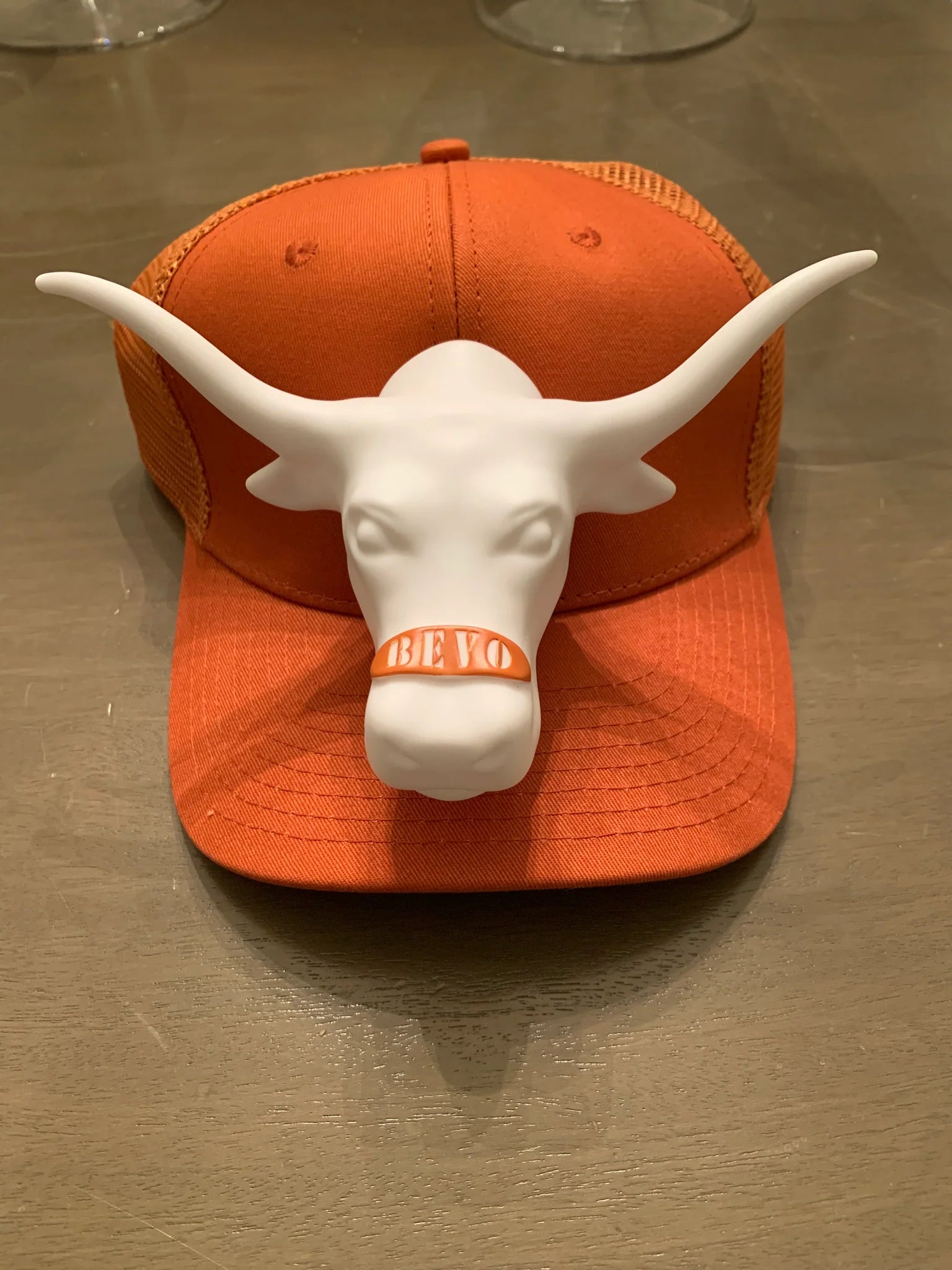 Texas Longhorn 3D Horns Up Orange with White Bevo Trucker Cap