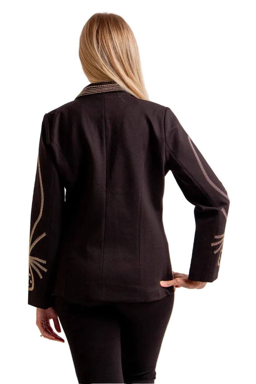 A.Z.I. Black Blazer with Gold Studs (Z13140)(Black)