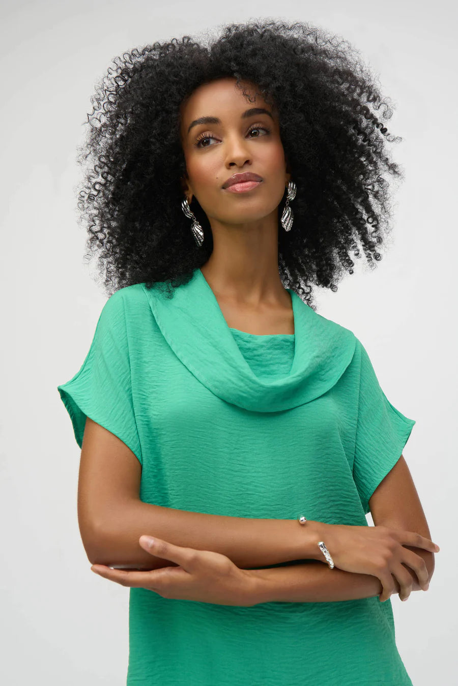 Joseph Ribkoff Cowl Neck Gauze Top ( 252055)(Garden Green )