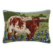 Longhorn in Bluebonnet Field Hook Pillow