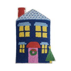 Peking Handicraft Blue House Shaped Hook Pillow (18" Oblong)