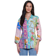 John Mark Mix Floral Patch Button Front Shirt