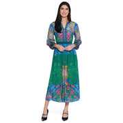 John Mark Green Print Beaded Midi Dress (J15263DM )
