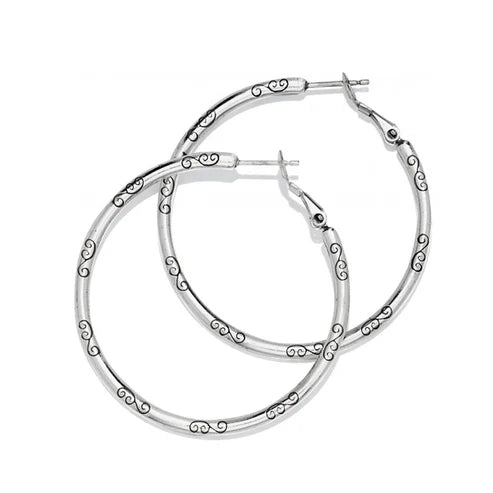 Brighton Large Silver Hoop Charm Earrings
