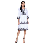 John Mark Embroidered Tiered Dress (WHT/BLK) (J25463dm)