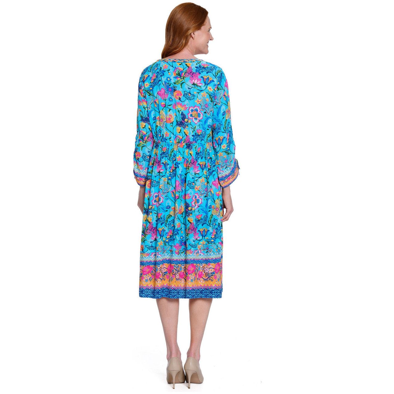 John Mark Print Embroidered Dress