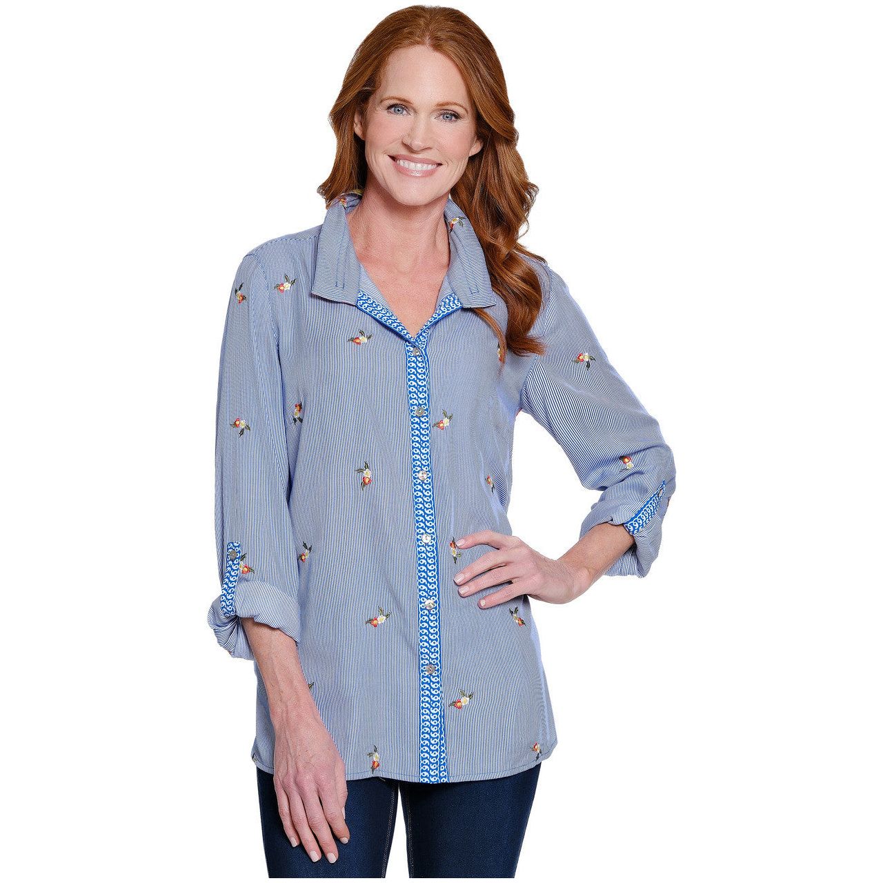 John Mark Embroidered Stripe Shirt (J25634BM )