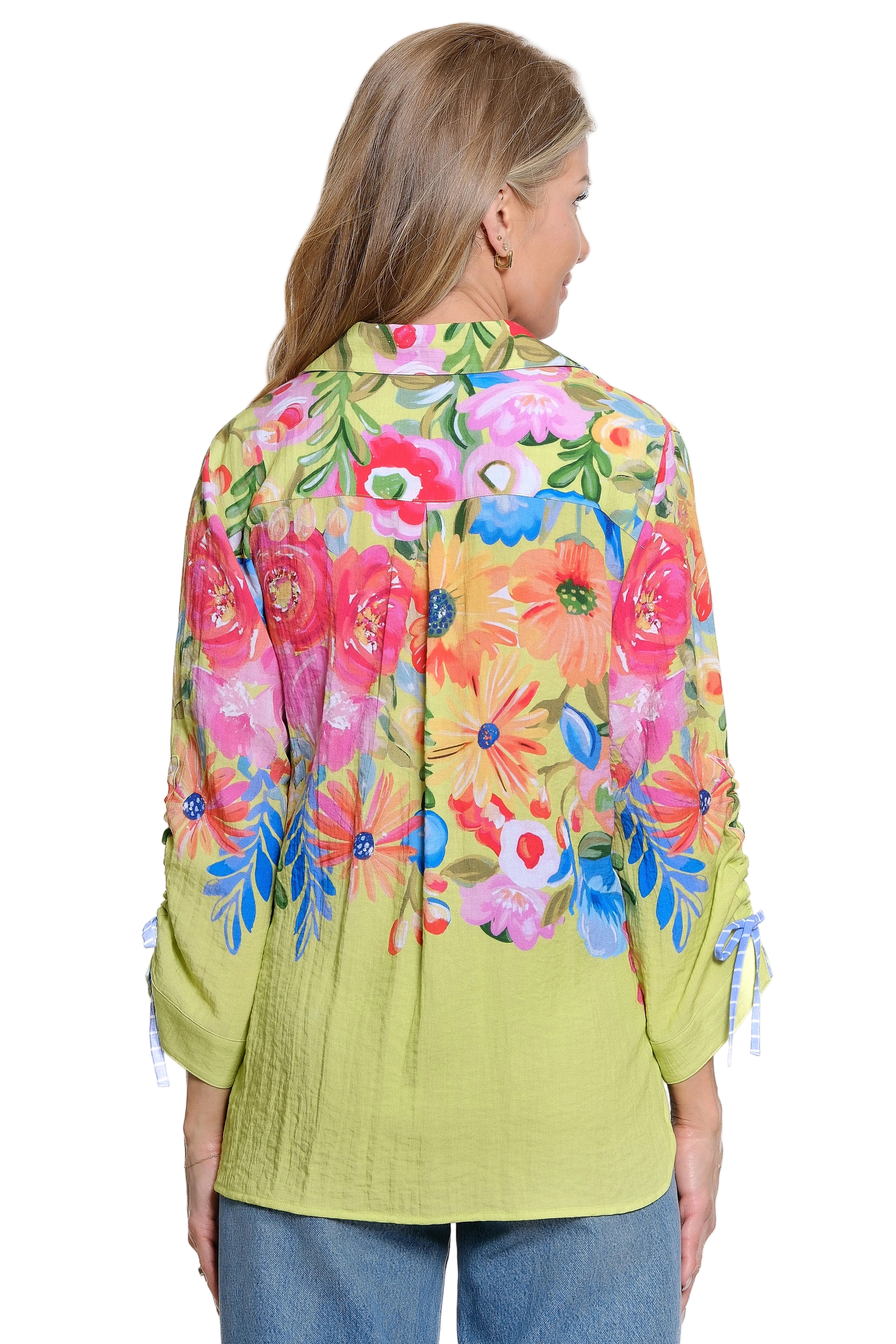 John Mark Multi Floral Tunic with Cinch Sleeves (J26432TM)