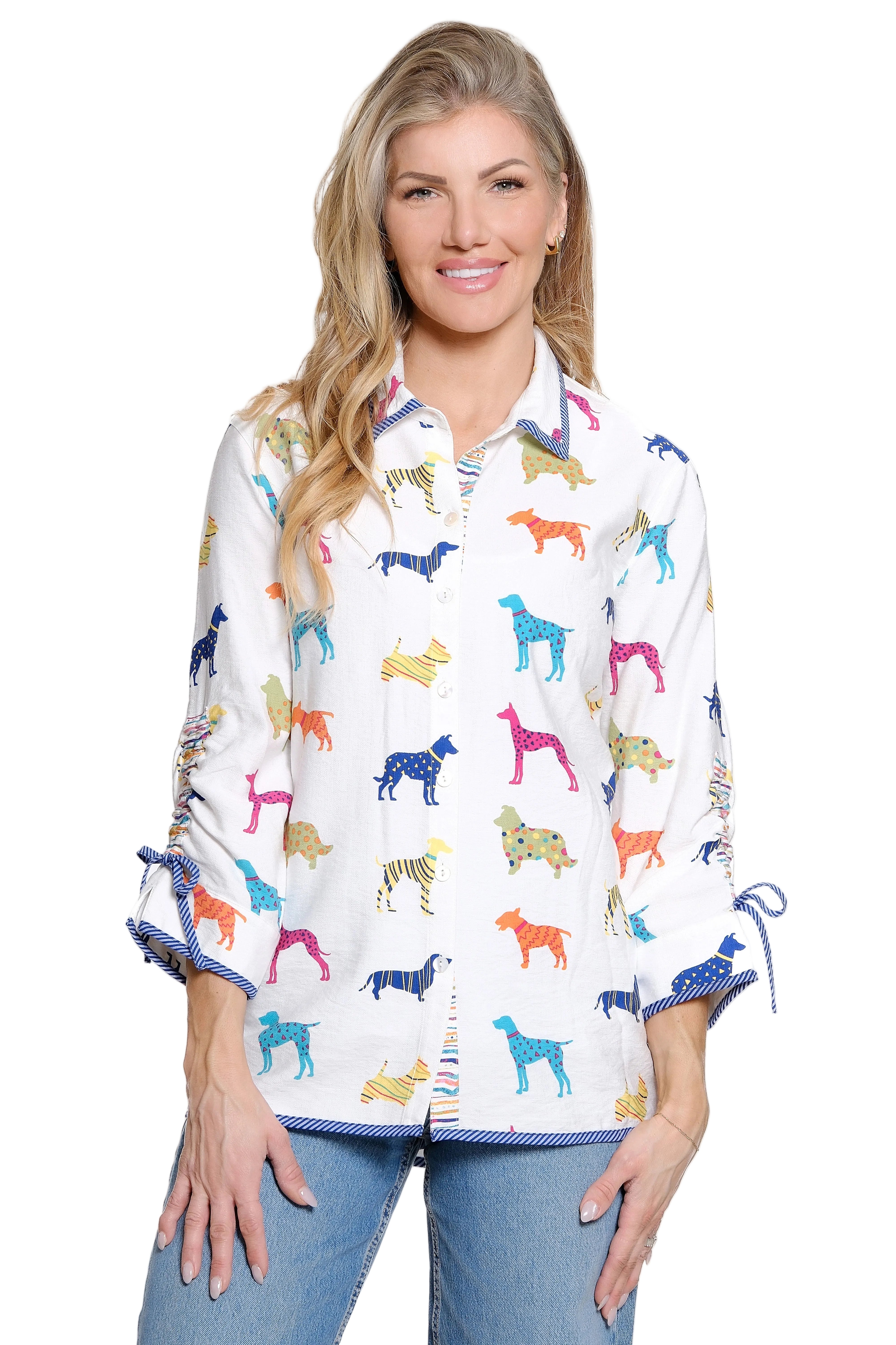 John Mark Dog Print Blouse (J26433BM)
