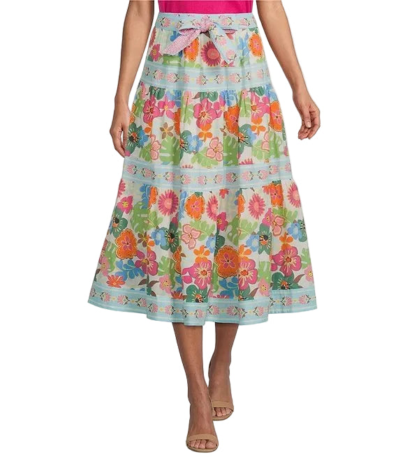 John Mark Floral Tiered Skirt (J26457SM) (Floral)