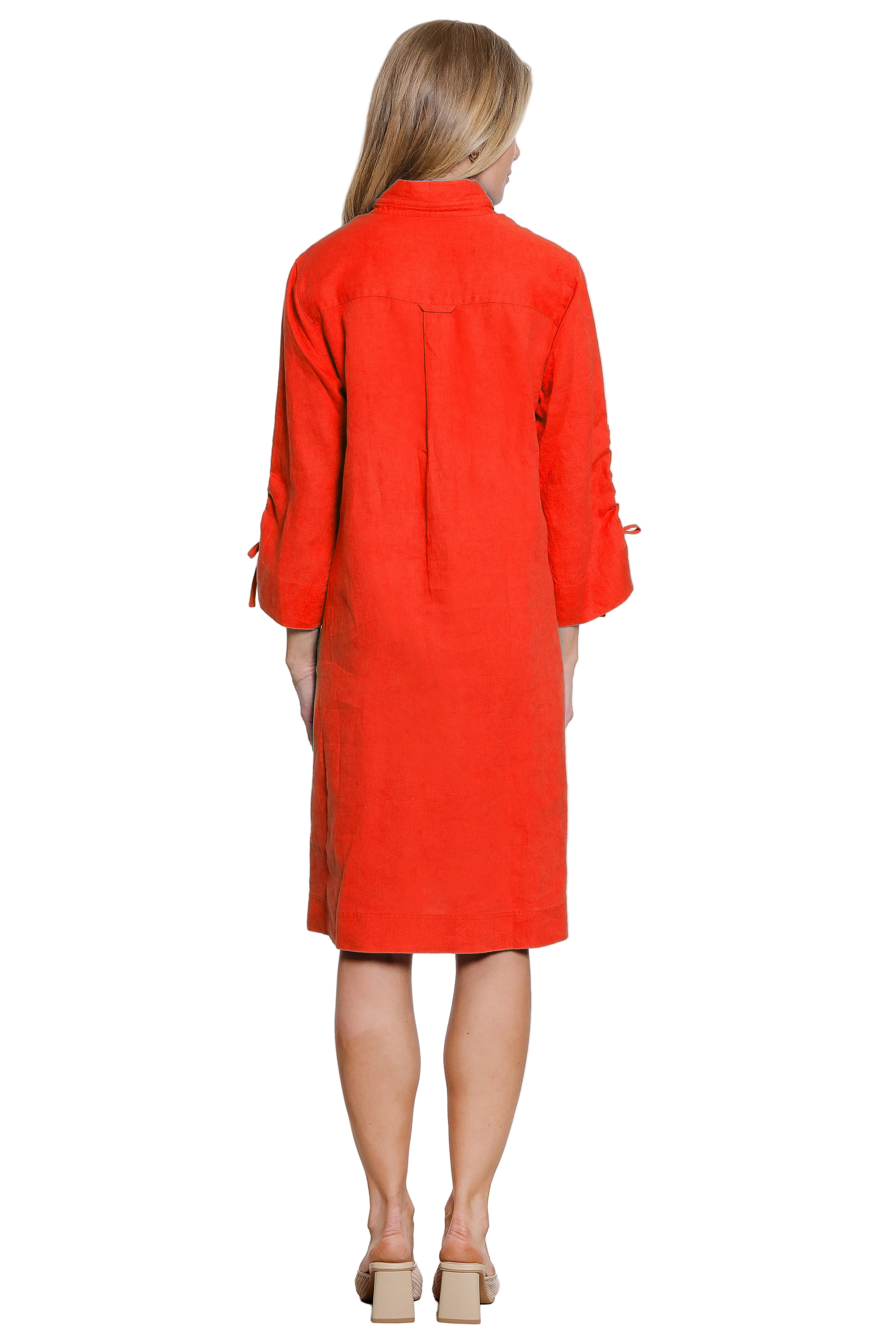 John Mark Solid Dress With Front Pockets (J26547DM) (Vivid Red)