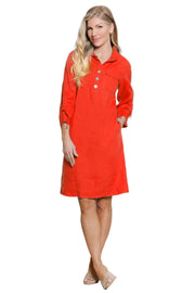 John Mark Solid Dress With Front Pockets (J26547DM) (Vivid Red)