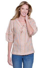 John Mark 3/4 Sleeve Tie Front Top (J26630TM)