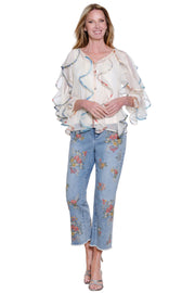 John Mark Woven Embroidered Flare Leg 5 Pocket Jean (J26661PM) (Denim Print)