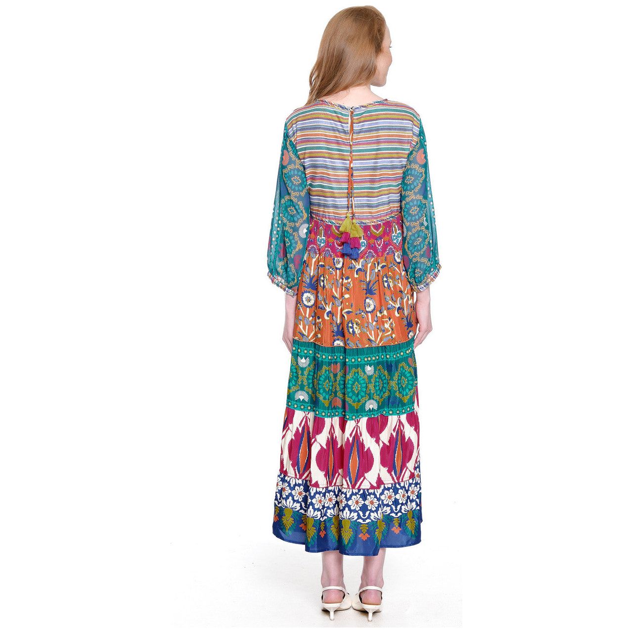 John Mark Multi-Print Embroidered Tiered Dress (J35860DM)