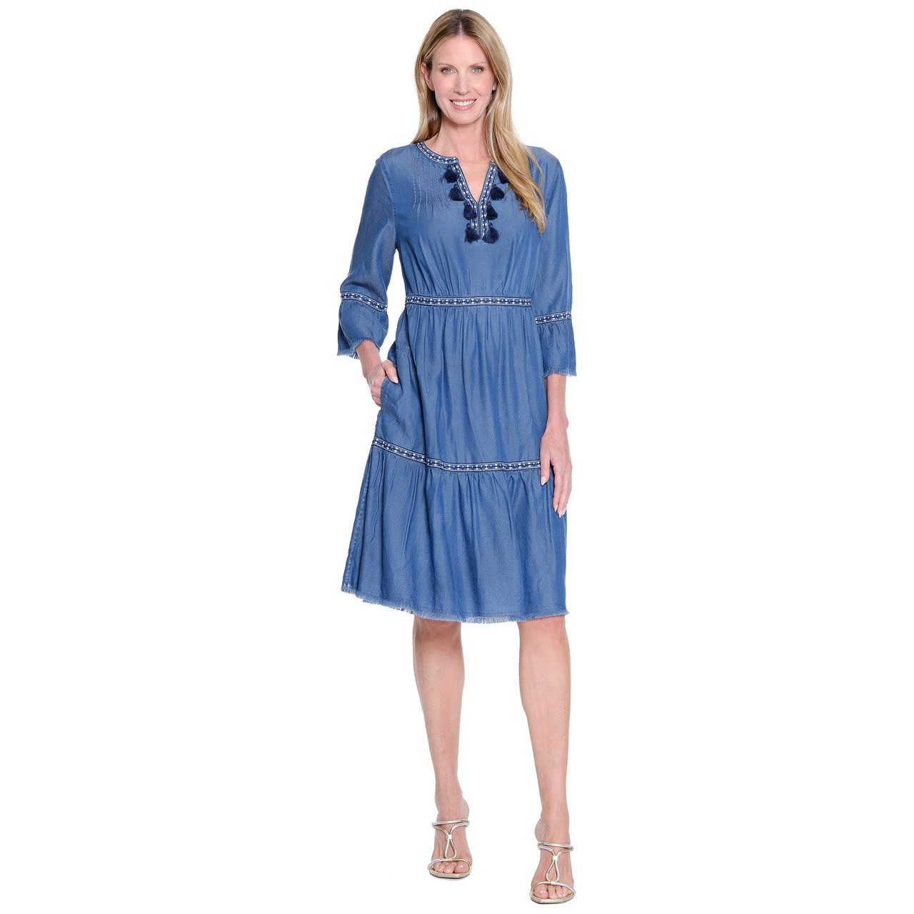 John Mark Tiered Embroidered Dress (J35863DW)