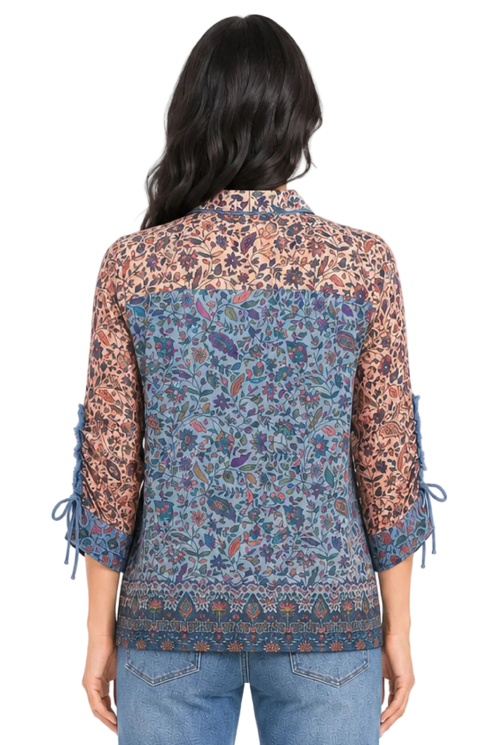 John Mark Woven Mixed Print Button Front Blouse (J36439BM)(Floral Multi)