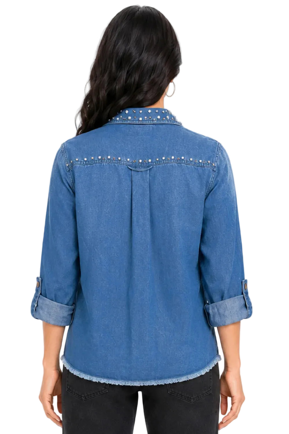 John Mark Rhinestone & Pearls Button Front Blouse (J36425BM)