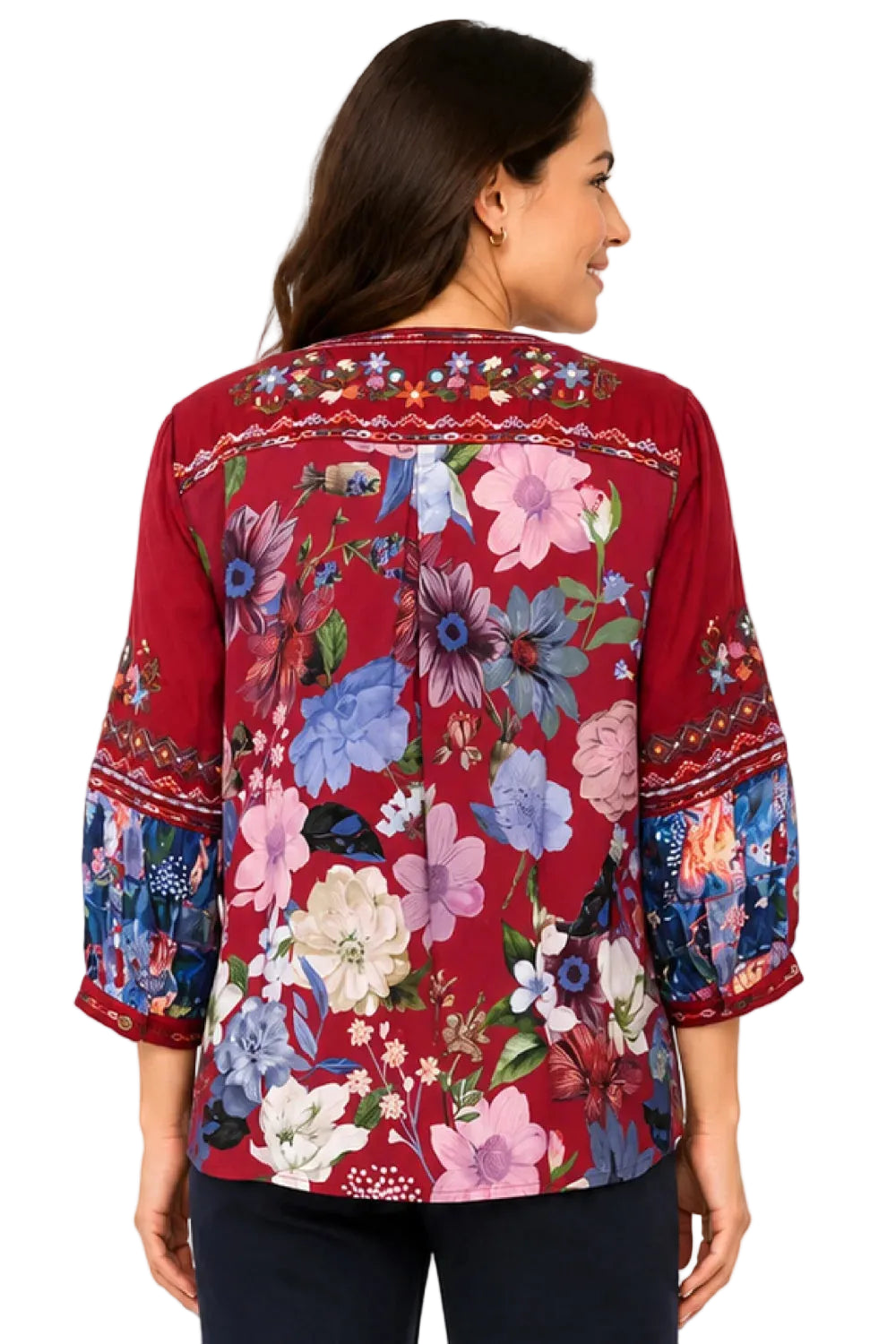 John Mark Woven Pin Tuck Embroidered Popover (J36447TM)
