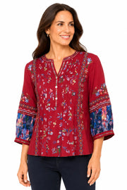 John Mark Woven Pin Tuck Embroidered Popover (J36447TM)