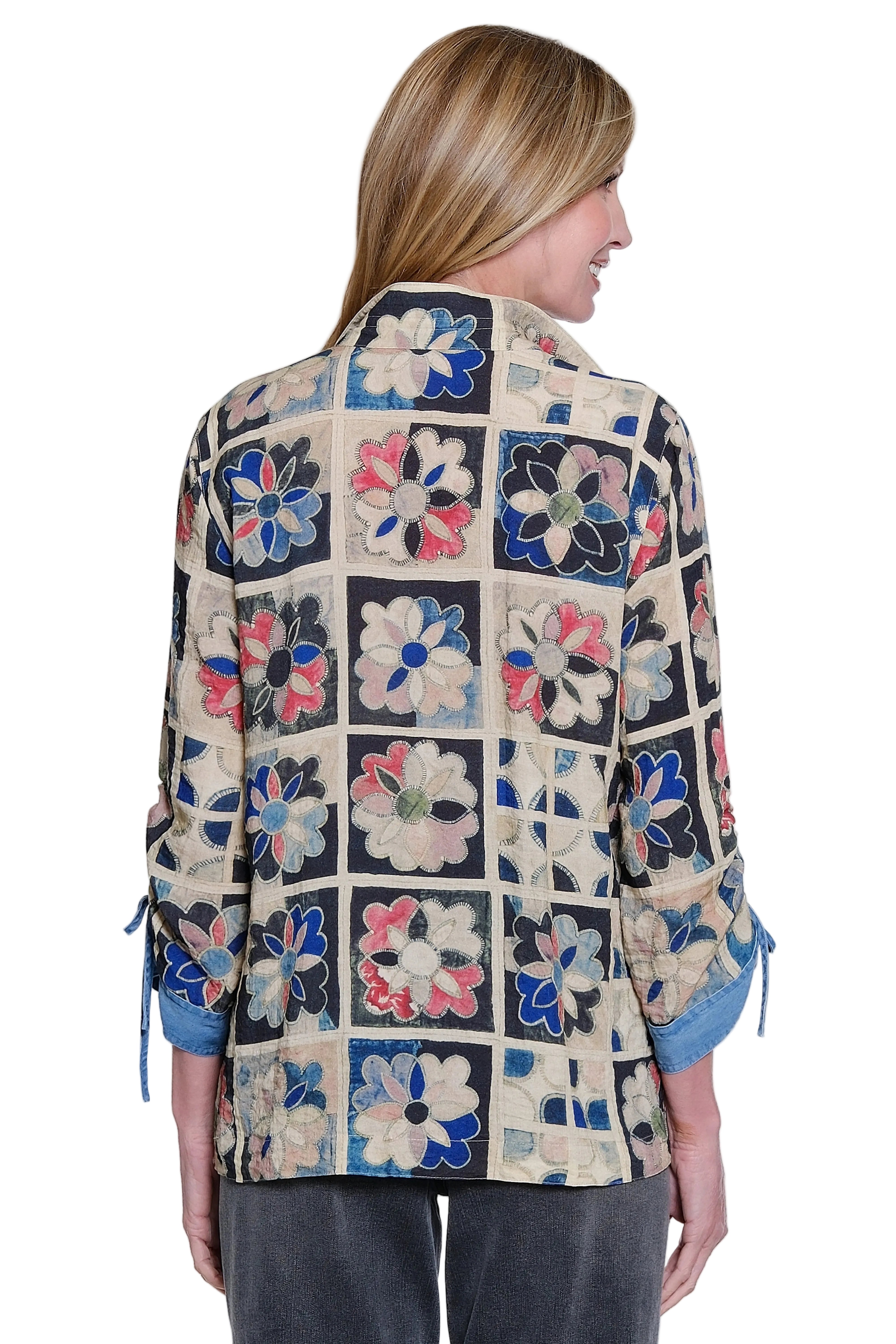 John Mark Woven 3/4 Cinch Sleeve Popover With Button Placket (J36732TM) (PatchPrint)