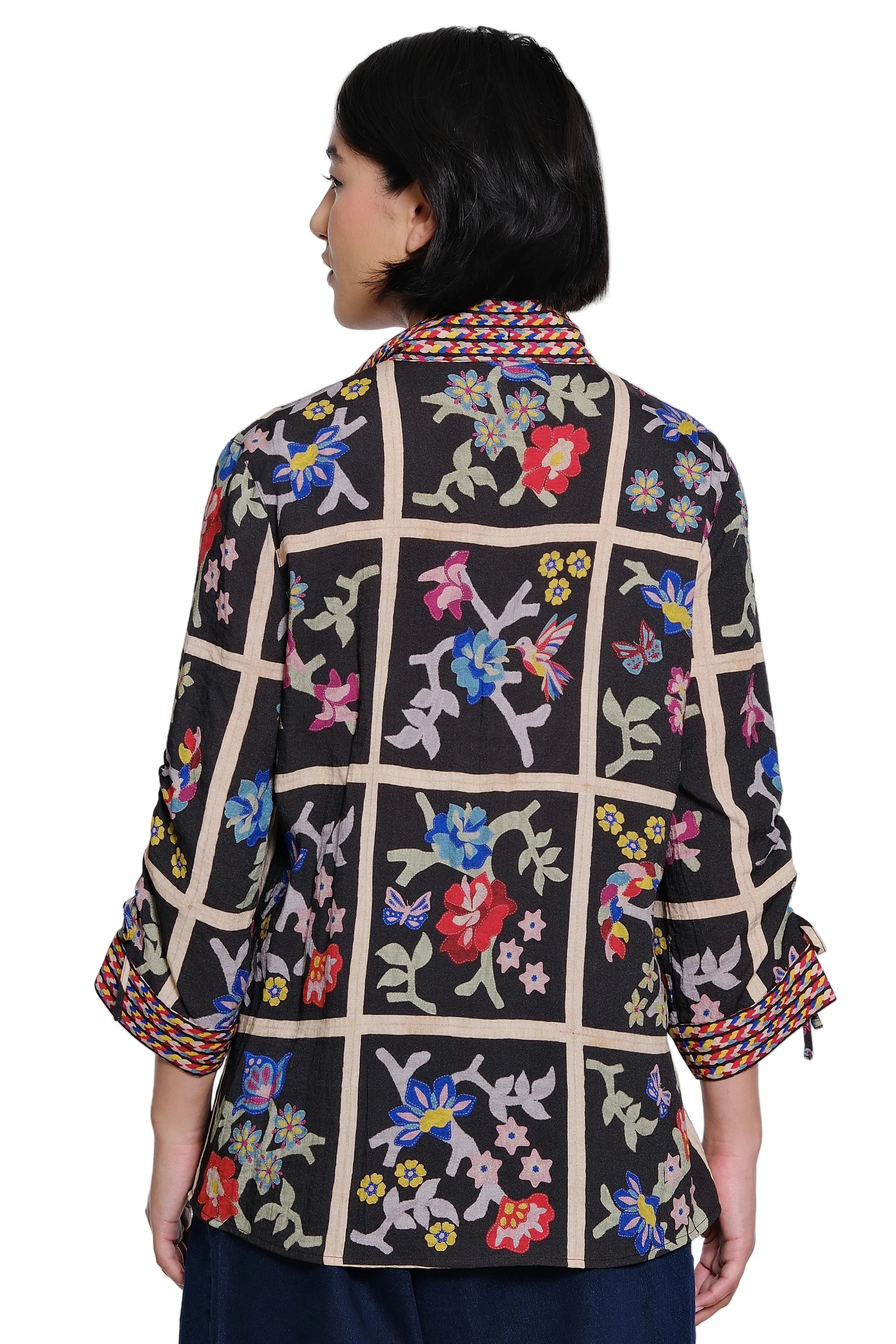 John Mark Woven Print 3/4 Cinch Sleeve Blouse (J36842BM)